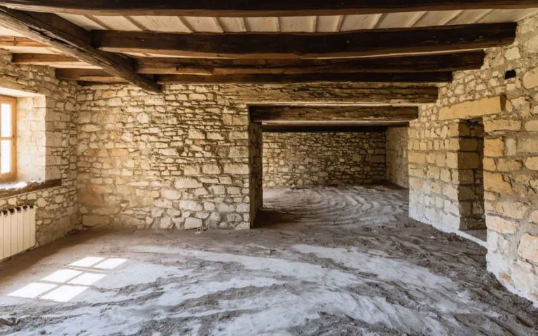 Dalle sur terre battue maison ancienne