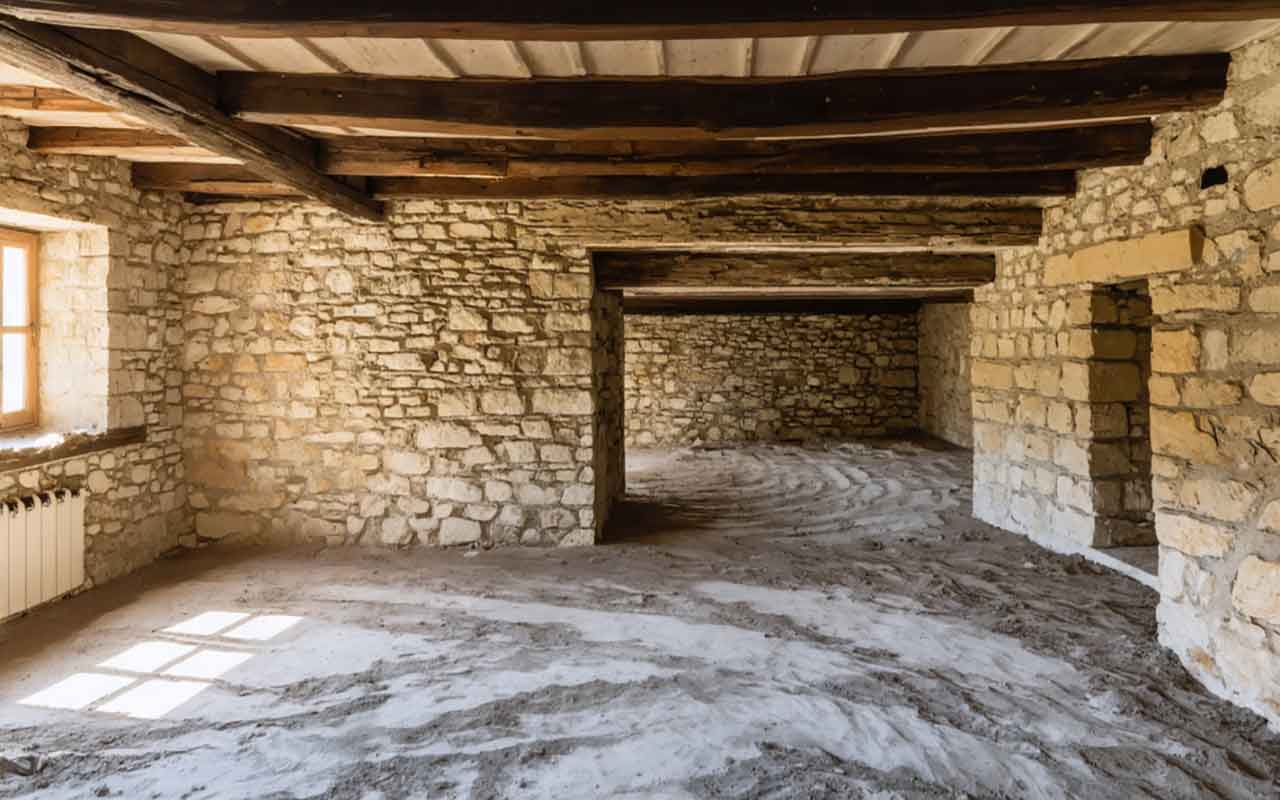 Dalle sur terre battue maison ancienne