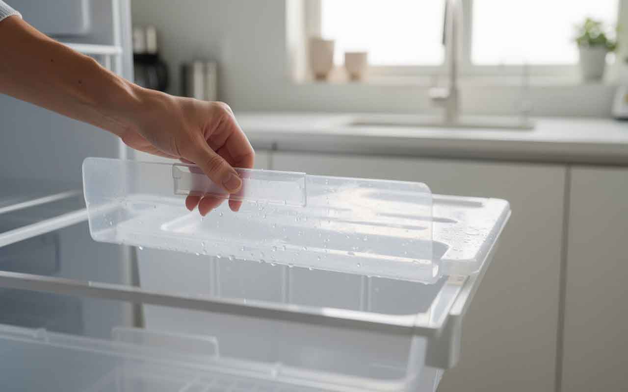bac recuperation eau frigo plein