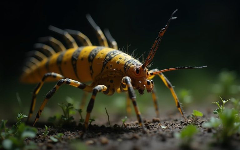 Scutigera coleoptrata, la Scutigère véloce, dans son habitat nocturne.