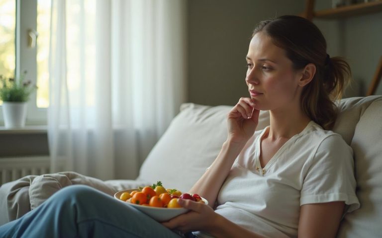 Patient réfléchissant à ses choix alimentaires en lien avec le Seresta.