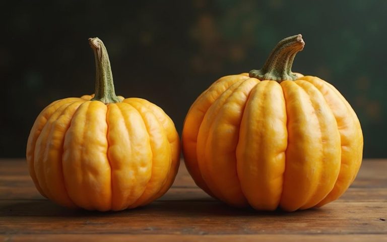 Comparaison entre une courge butternut comestible et une courge ornementale toxique.