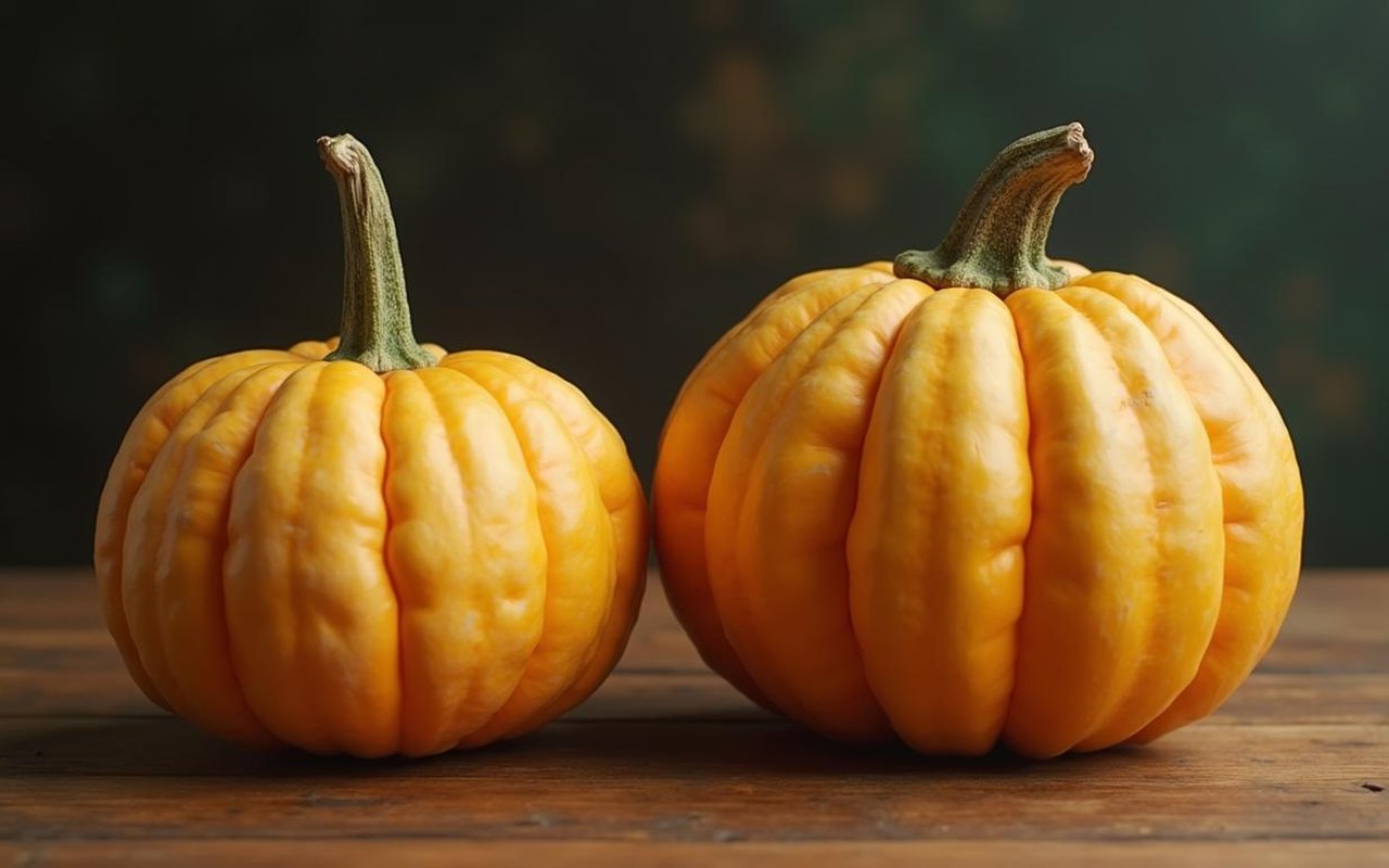 Comparaison entre une courge butternut comestible et une courge ornementale toxique.