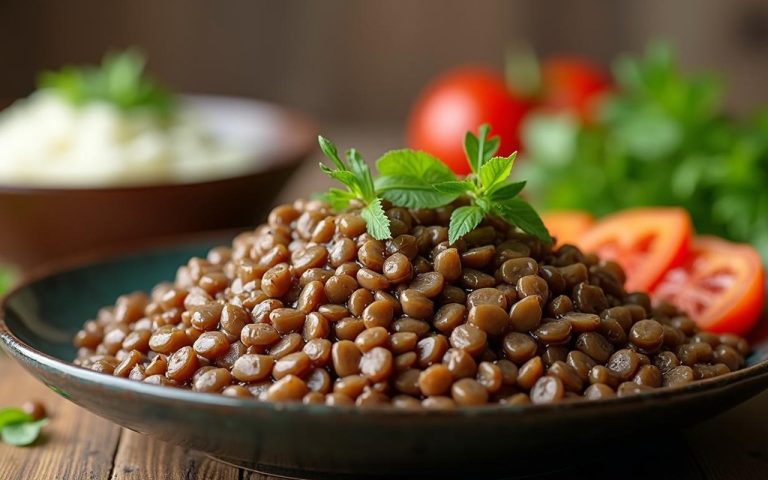Un plat de lentilles cuites avec des légumes frais, illustrant leurs bienfaits nutritionnels.