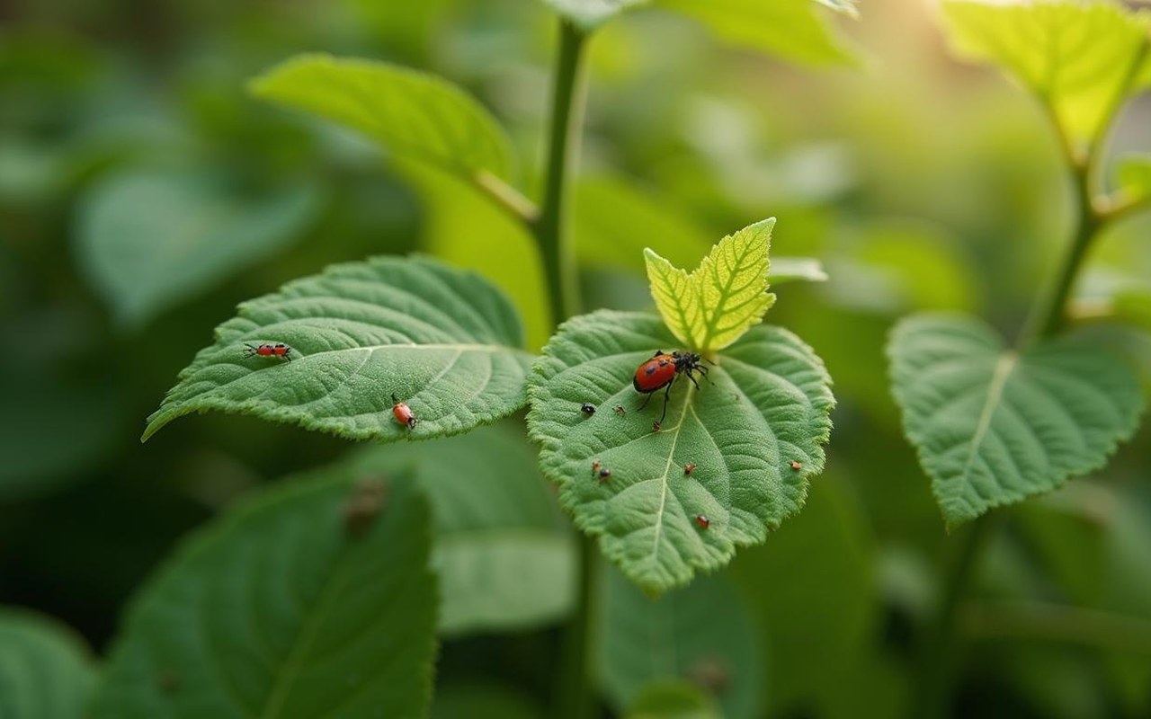 Jardin sain avec pucerons et solutions naturelles de traitement.