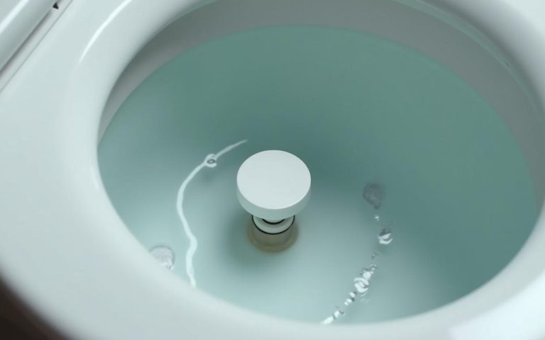 Mécanisme de flotteur de WC avec flotteur à gaine coulissante réglé dans un réservoir.