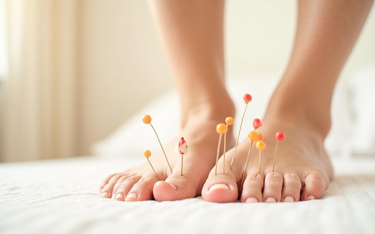Illustration réaliste sur acupuncture points pieds