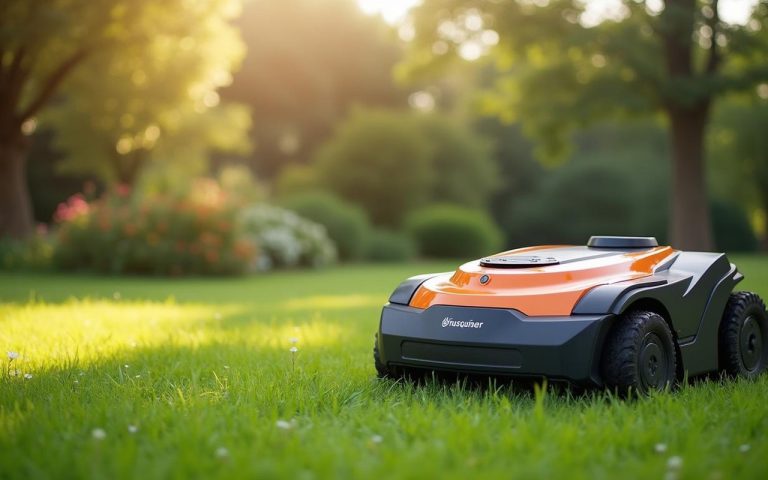 Illustration réaliste sur robot tondeuse cramer ou husqvarna