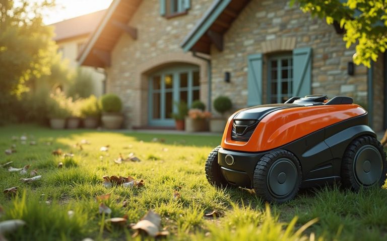 Illustration réaliste sur robot tondeuse cramer ou husqvarna
