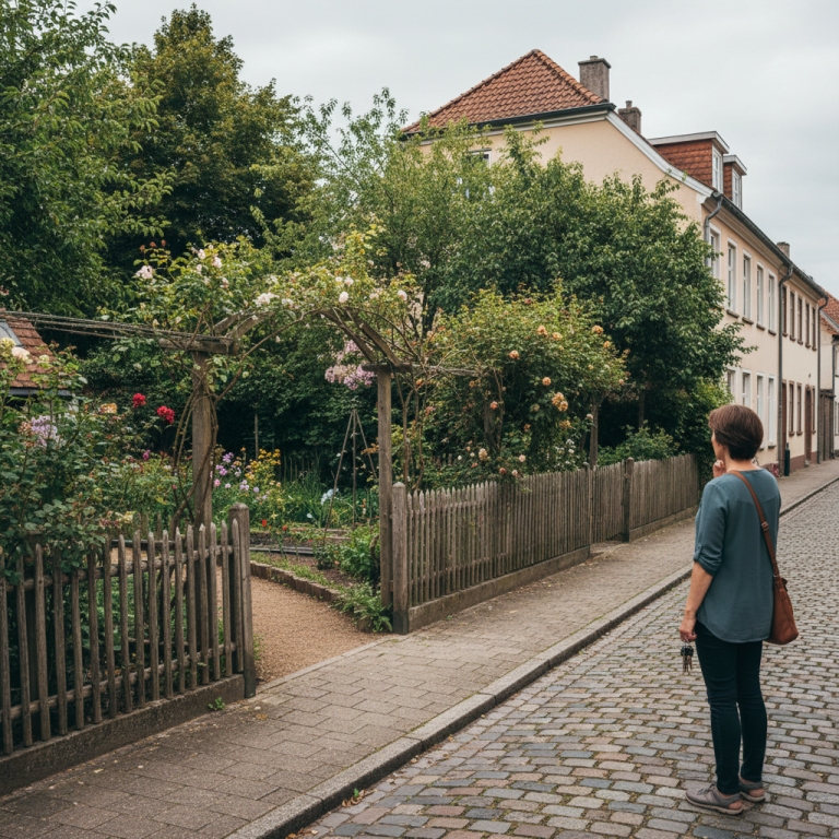 Illustration réaliste sur Jardin non attenant : atouts et contraintes pour un achat immobilier avisé