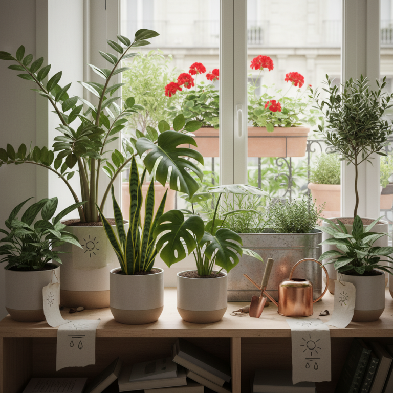 Illustration réaliste sur Plantes d'intérieur et d'extérieur : guide pratique pour tous les espaces