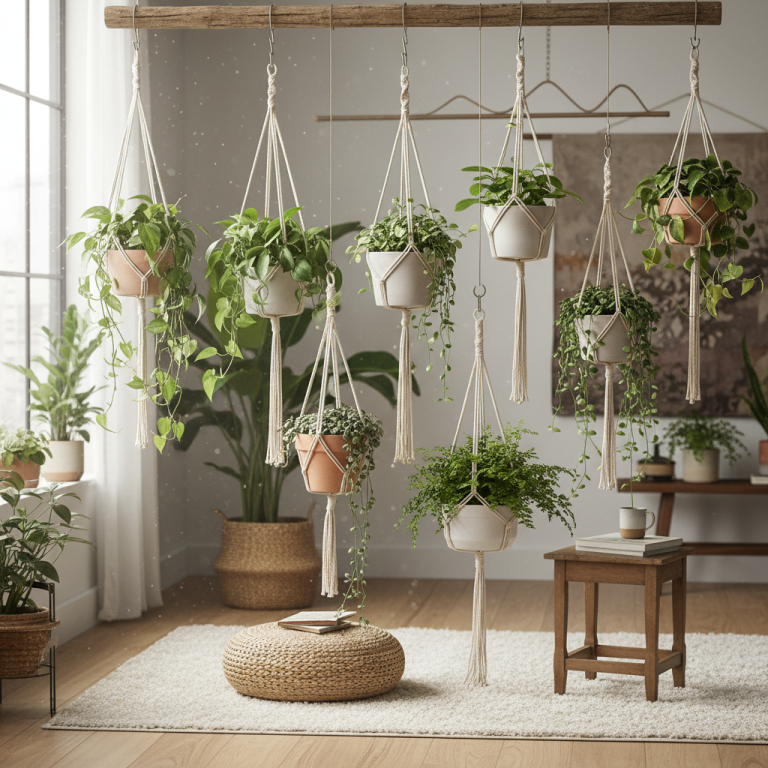 Illustration réaliste sur Suspension plante : créez un espace bohème et vivant
